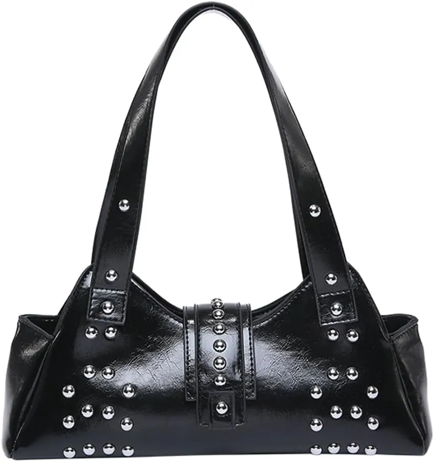 Women Y2k Purse Stylish Studded Hobo Bag Underarm Shoulder Bag Vintage Rivets Tote Handbag Designer Top Handle Purse 2025