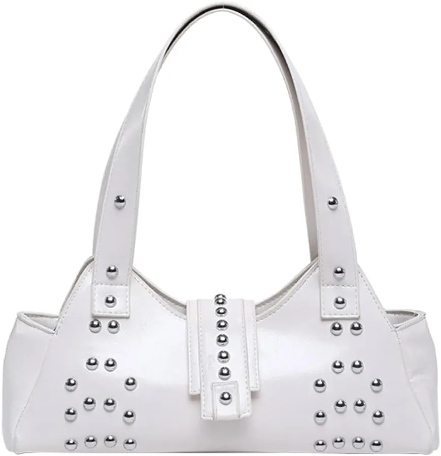 Women Y2k Purse Stylish Studded Hobo Bag Underarm Shoulder Bag Vintage Rivets Tote Handbag Designer Top Handle Purse 2025