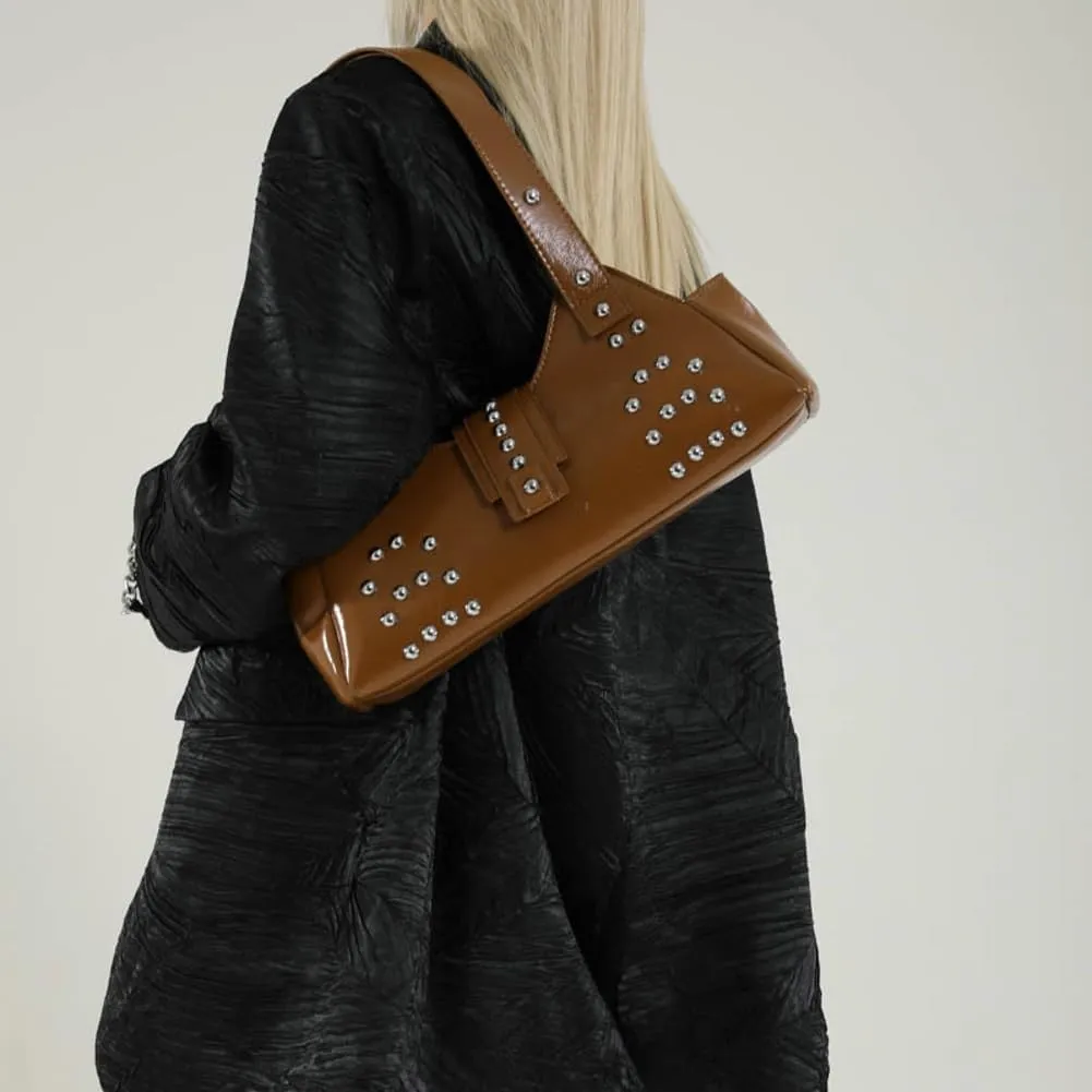 Women Y2k Purse Stylish Studded Hobo Bag Underarm Shoulder Bag Vintage Rivets Tote Handbag Designer Top Handle Purse 2025