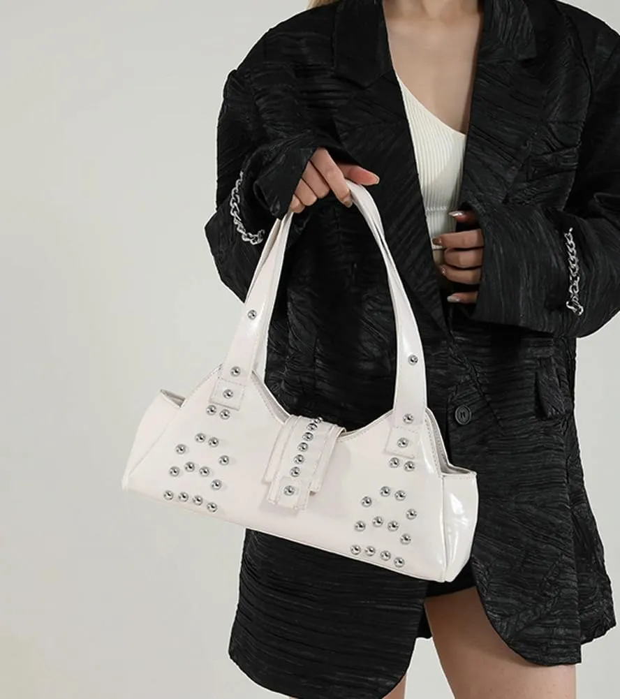 Women Y2k Purse Stylish Studded Hobo Bag Underarm Shoulder Bag Vintage Rivets Tote Handbag Designer Top Handle Purse 2025