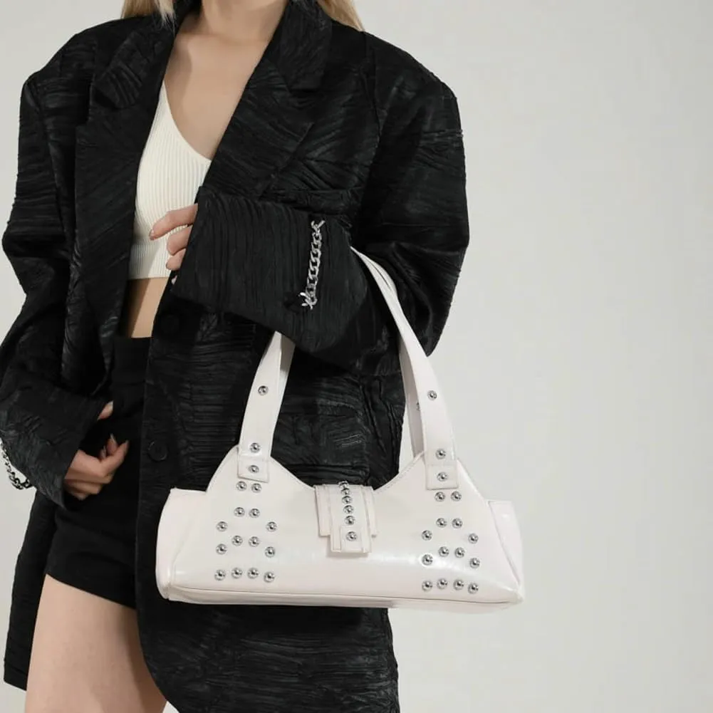 Women Y2k Purse Stylish Studded Hobo Bag Underarm Shoulder Bag Vintage Rivets Tote Handbag Designer Top Handle Purse 2025