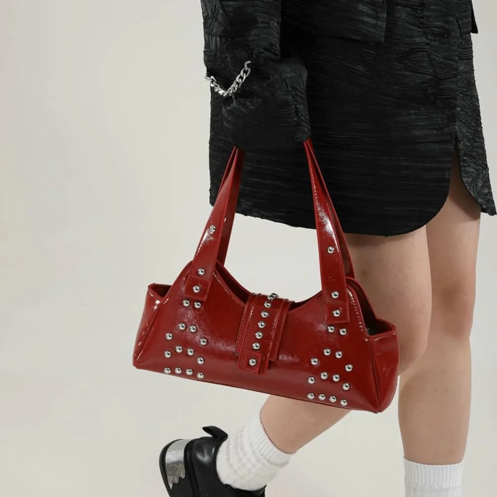 Women Y2k Purse Stylish Studded Hobo Bag Underarm Shoulder Bag Vintage Rivets Tote Handbag Designer Top Handle Purse 2025
