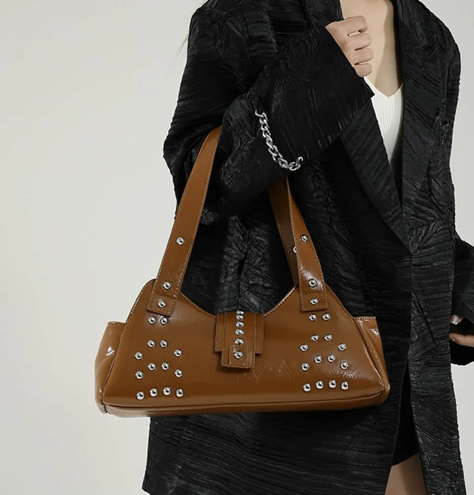 Women Y2k Purse Stylish Studded Hobo Bag Underarm Shoulder Bag Vintage Rivets Tote Handbag Designer Top Handle Purse 2025