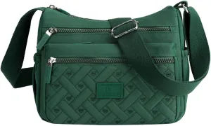 Women's Anti Theft Shoulder Bags Lightweight Quilted Leather Handbags for Women Beach Bag Water Proof Sandproof(Green)