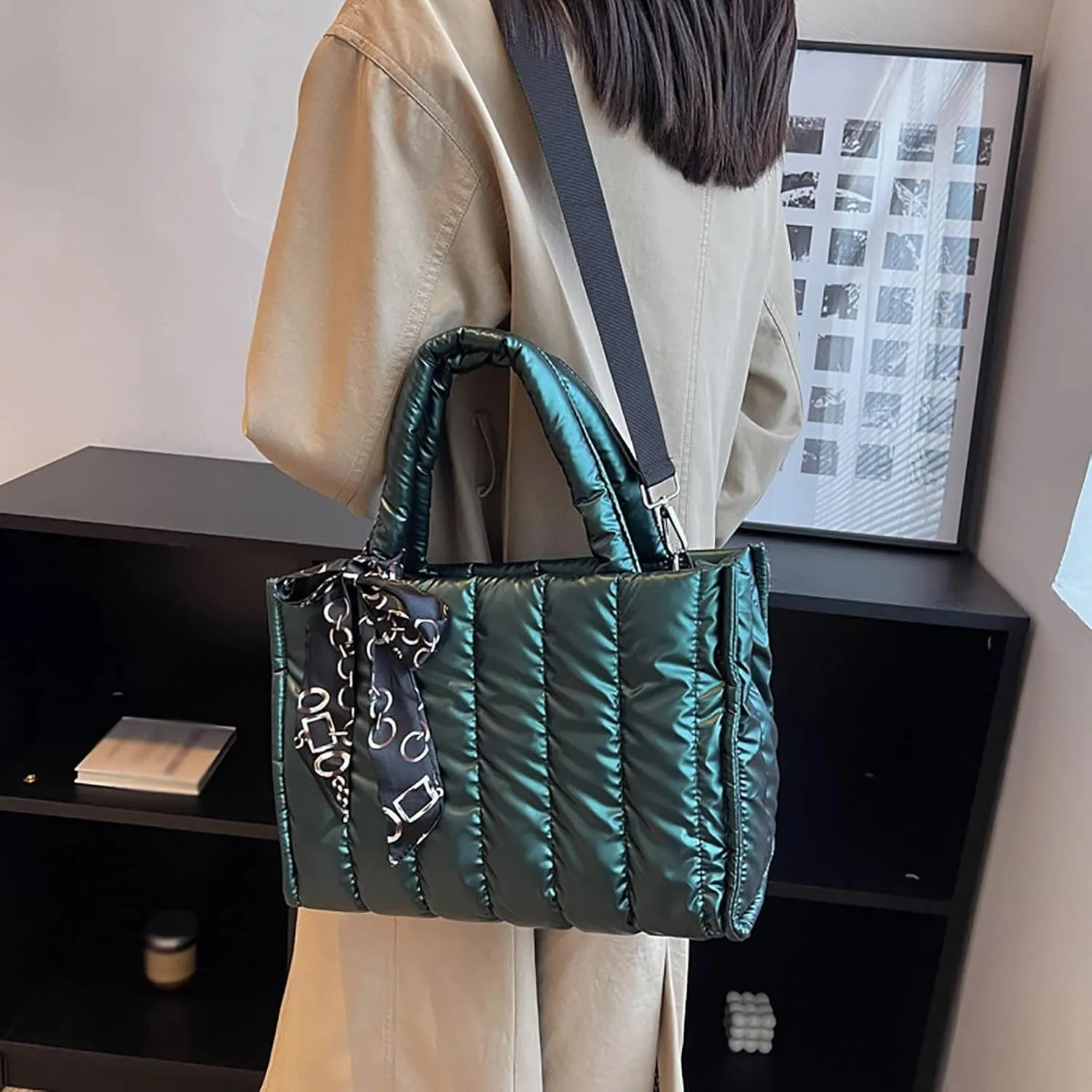 Women's Classic Satchel Bags Genuine Leather Crossbody Bags for Women Trendy Waterproof Cross Body Bag(Green)