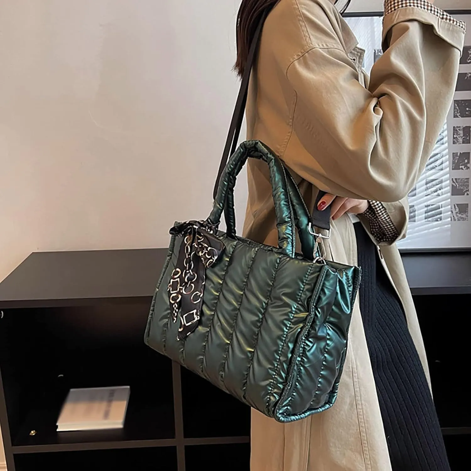 Women's Classic Satchel Bags Genuine Leather Crossbody Bags for Women Trendy Waterproof Cross Body Bag(Green)