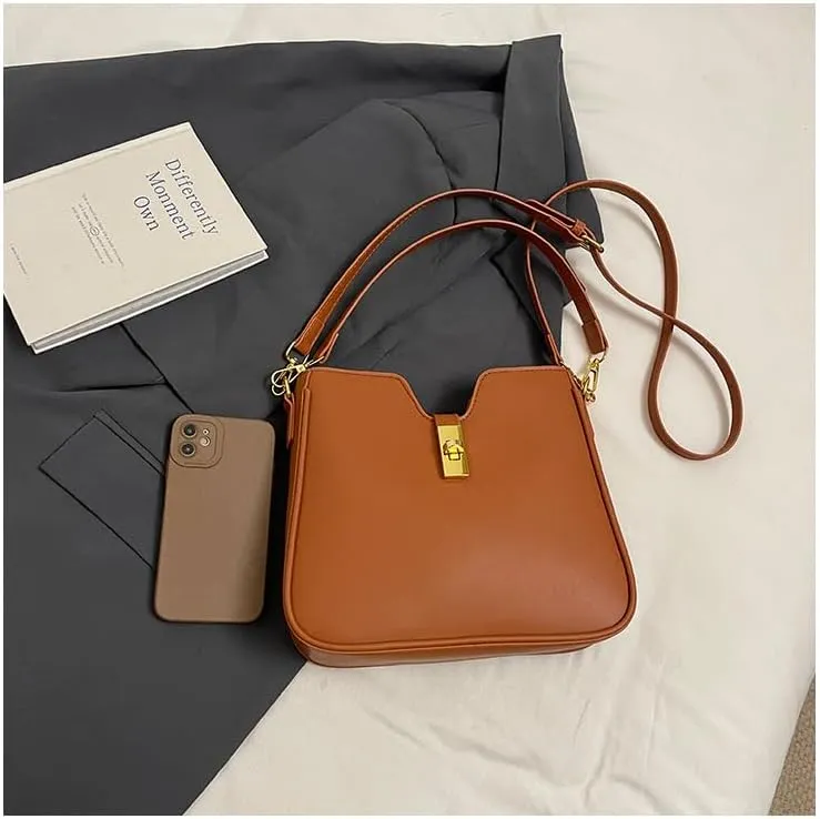 Women's Commuter Handbags Retro Shoulder Bags Adjustable Crossbody Bag Lock Purses
