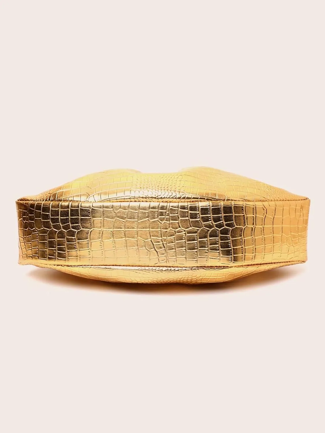 Women's Crocodile Texture Shiny Glossy PU Pleated Cloud Evening Bags Handbag Party Purse Glitter Clutch Bag