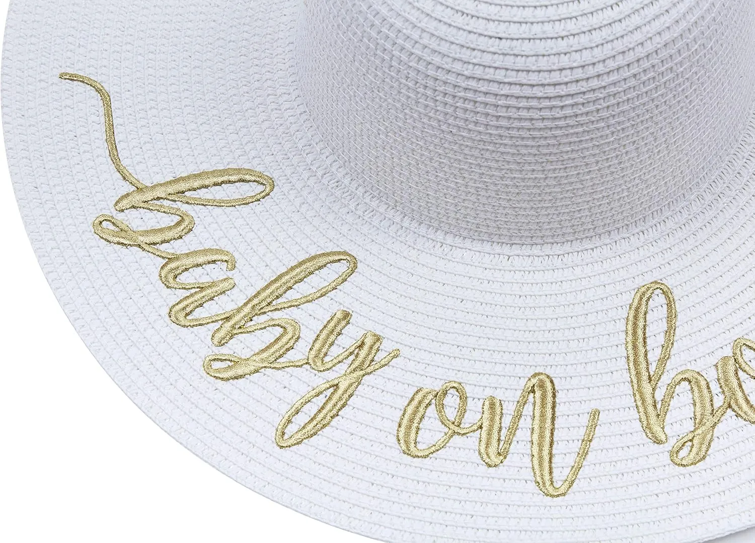 Womens Embroidered Straw Sun Hat Bridal Shower Gift Bachelorette Honeymoon