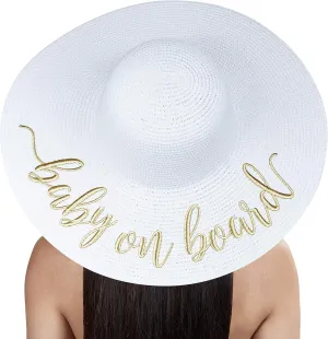 Womens Embroidered Straw Sun Hat Bridal Shower Gift Bachelorette Honeymoon