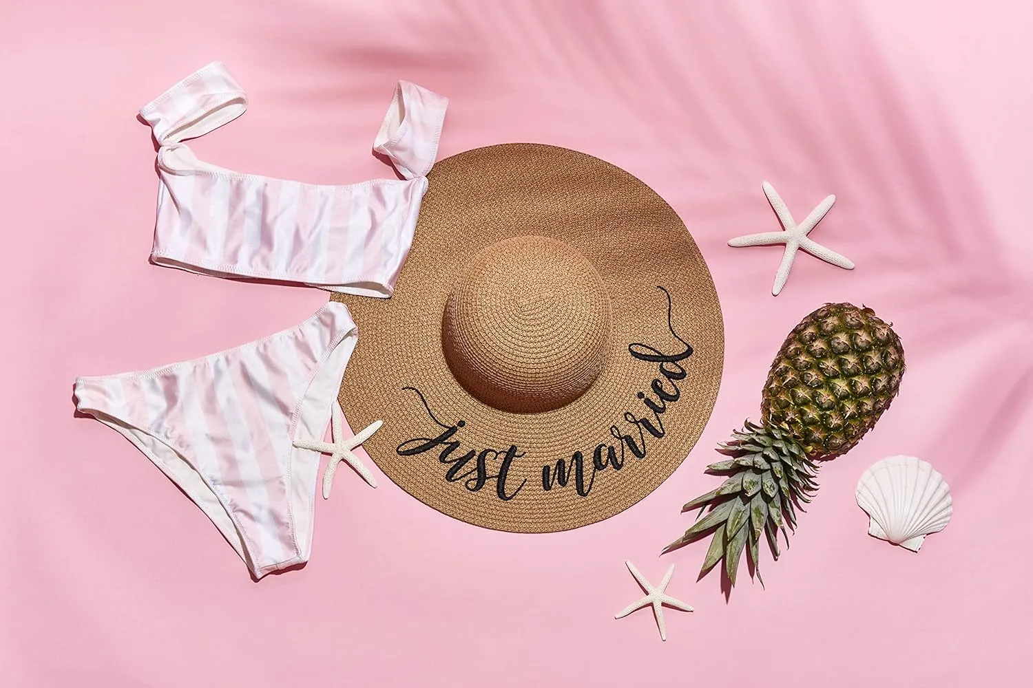 Womens Embroidered Straw Sun Hat Bridal Shower Gift Bachelorette Honeymoon