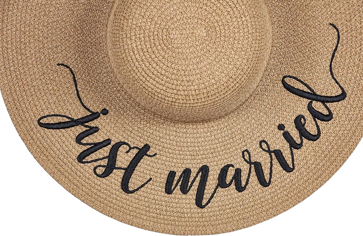 Womens Embroidered Straw Sun Hat Bridal Shower Gift Bachelorette Honeymoon