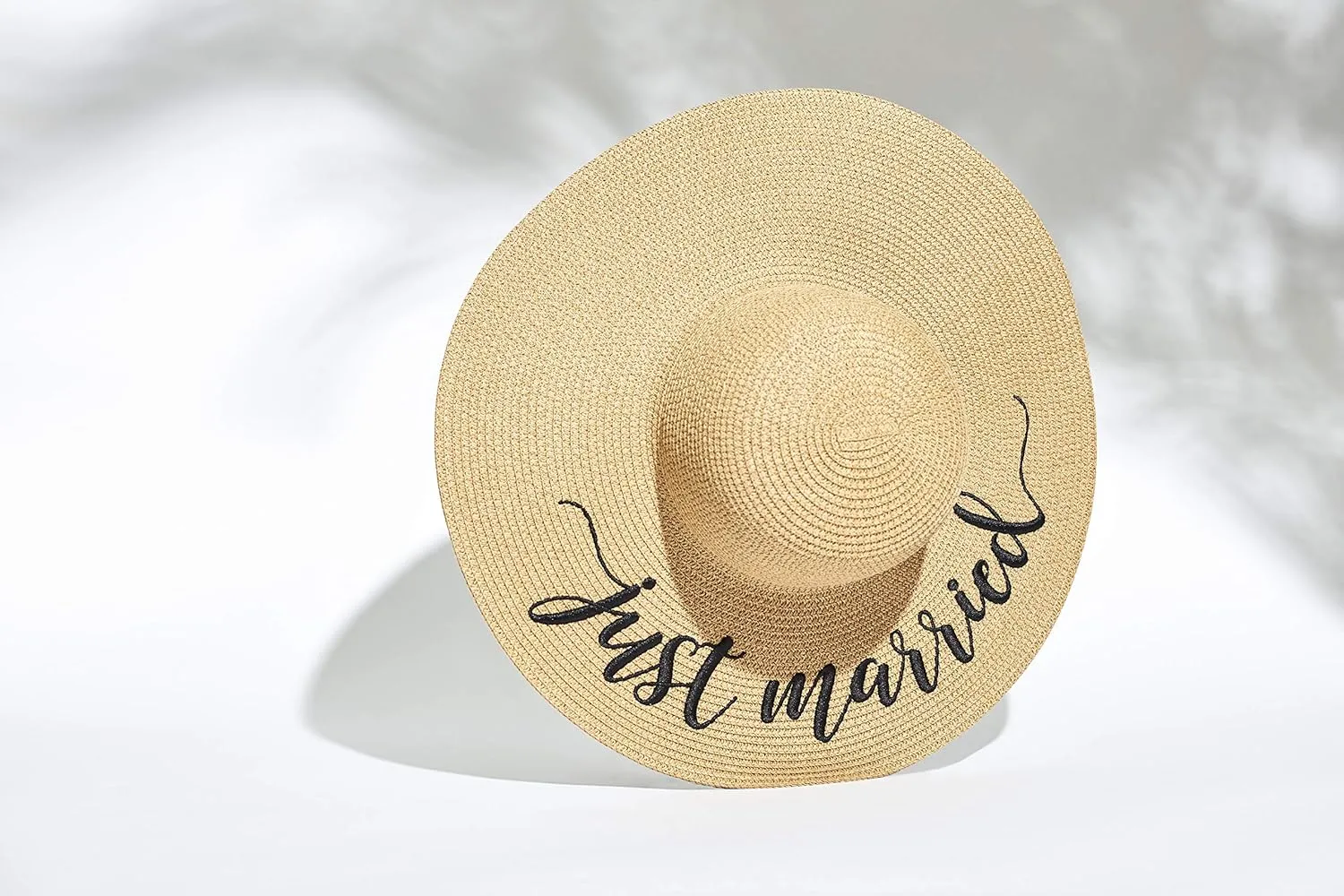 Womens Embroidered Straw Sun Hat Bridal Shower Gift Bachelorette Honeymoon