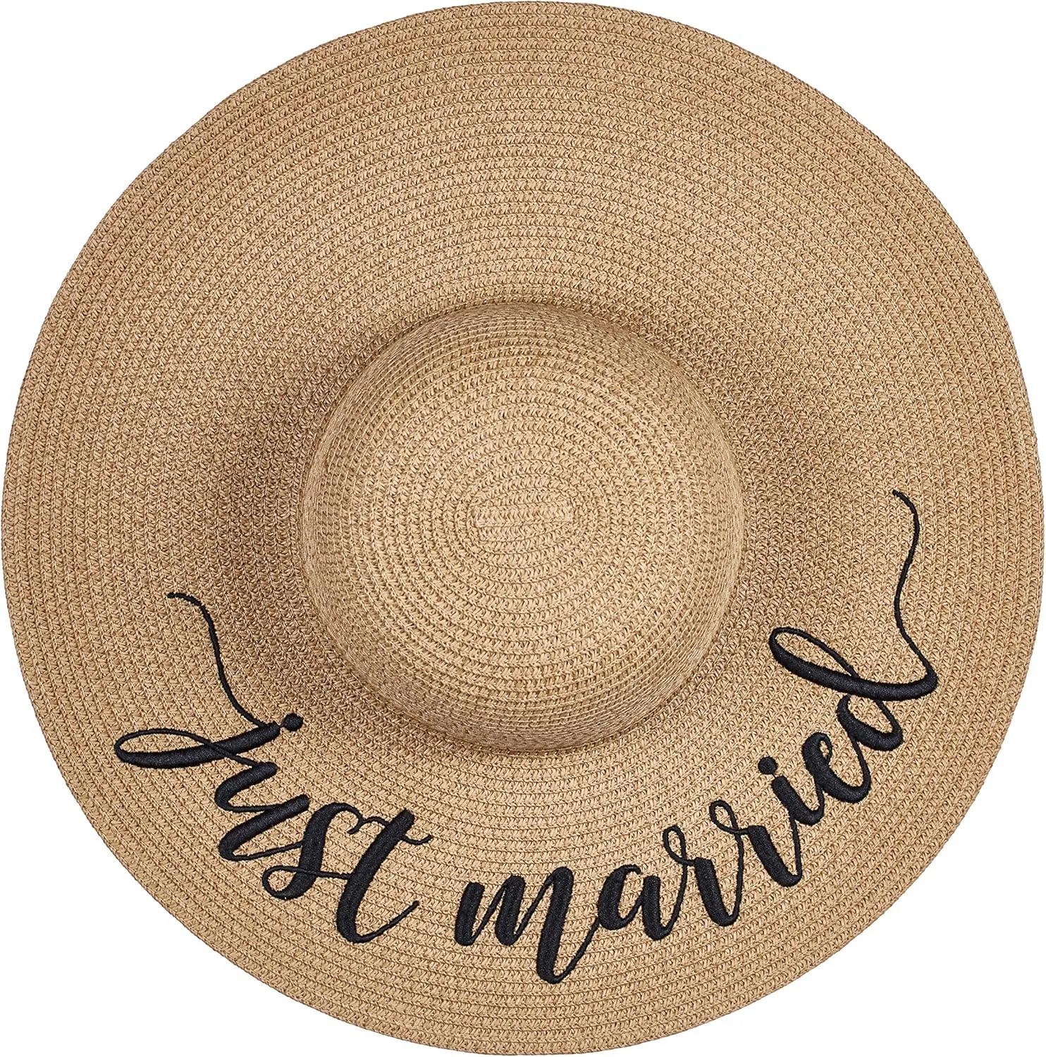 Womens Embroidered Straw Sun Hat Bridal Shower Gift Bachelorette Honeymoon