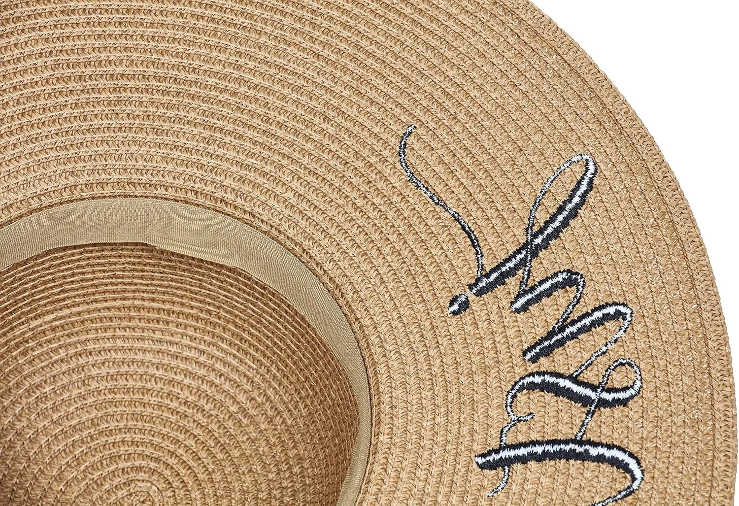 Womens Embroidered Straw Sun Hat Bridal Shower Gift Bachelorette Honeymoon