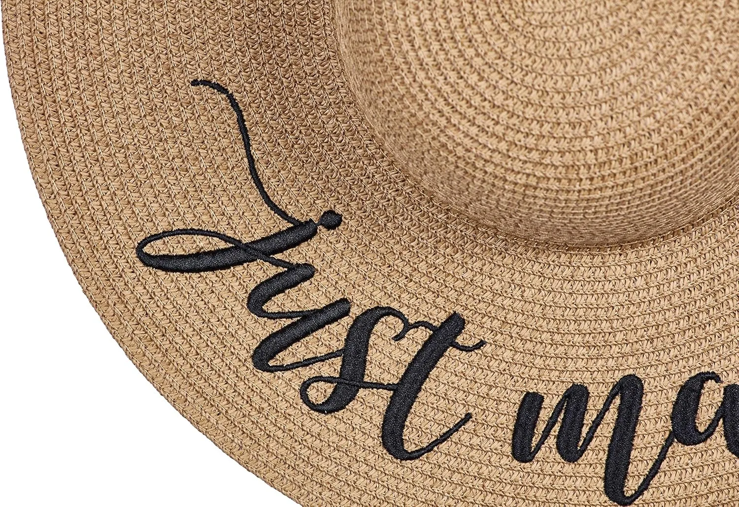 Womens Embroidered Straw Sun Hat Bridal Shower Gift Bachelorette Honeymoon