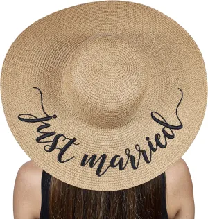 Womens Embroidered Straw Sun Hat Bridal Shower Gift Bachelorette Honeymoon