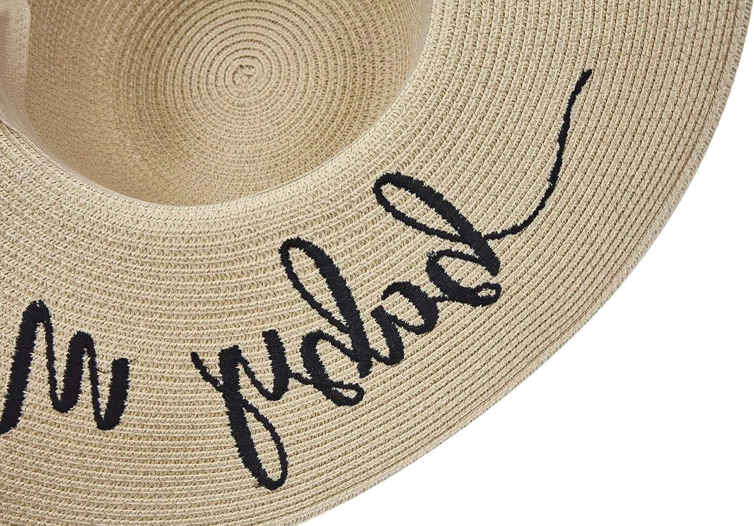 Womens Embroidered Straw Sun Hat Bridal Shower Gift Bachelorette Honeymoon