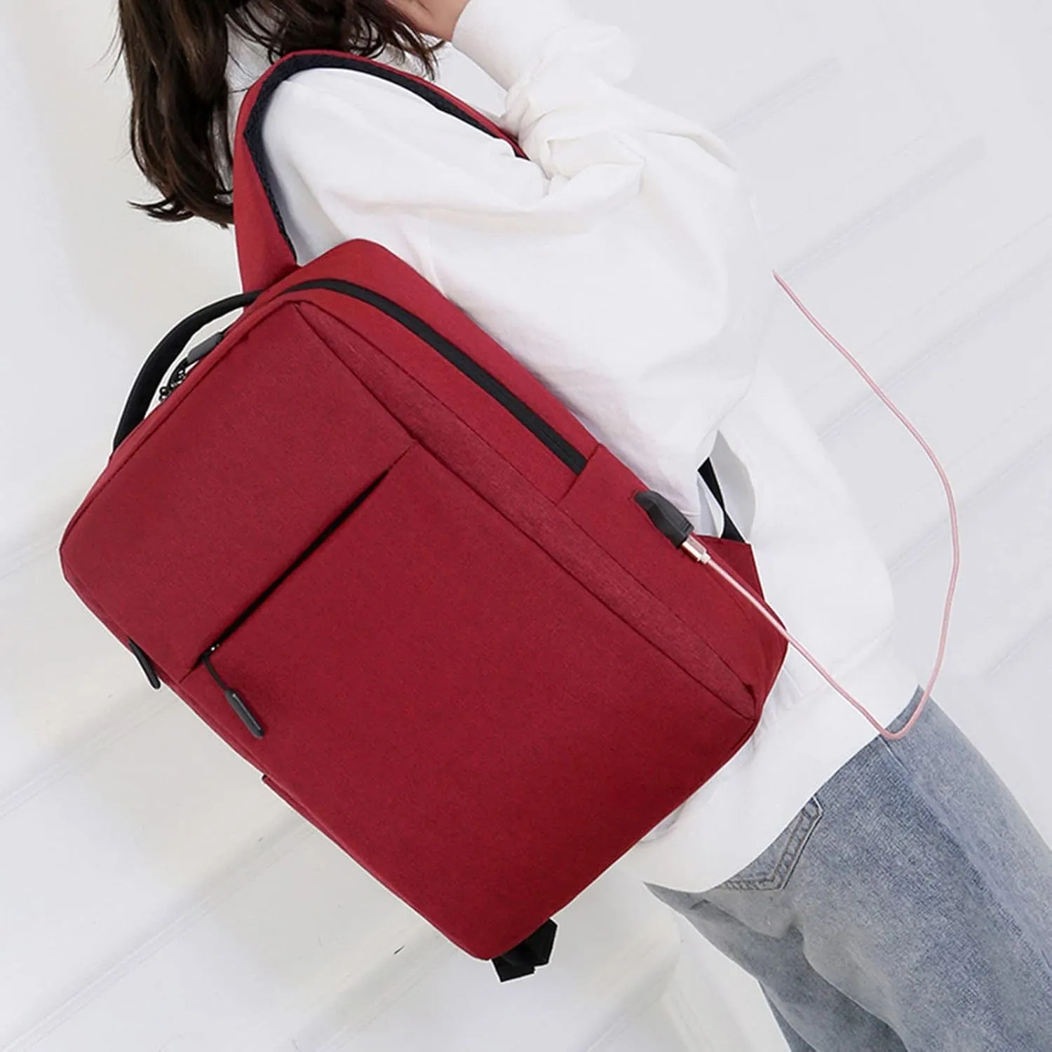 Women's Fashion Cloth Outdoor Travel Bag Travel Mini Backpacks for Teens Fashion Soft Leather Outdoor Backpack(Red)