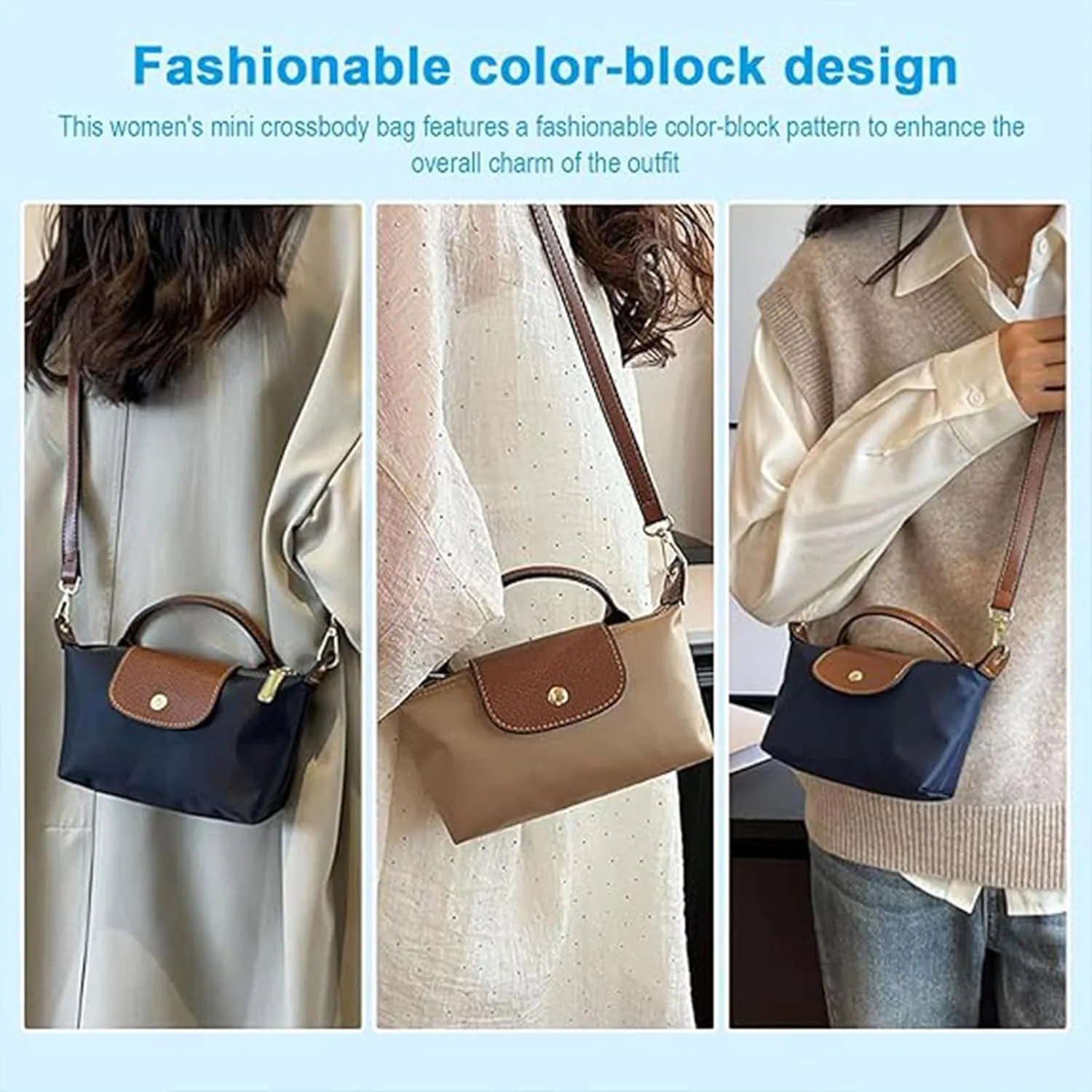 Women'S Fashion Colorblock Mini Crossbody Bag, Handbags Crossbody Bags With Adjustable Strap, Mini Tote Bags Crossbody Purse