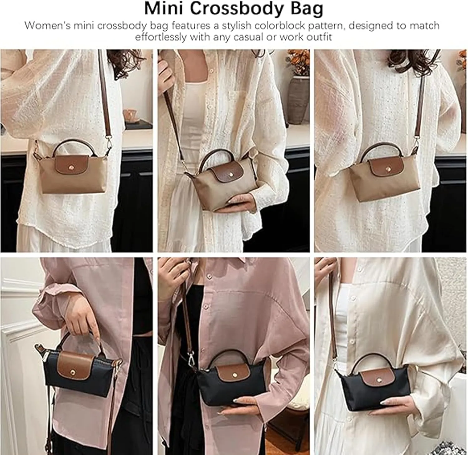 Women'S Fashion Colorblock Mini Crossbody Bag, Handbags Crossbody Bags With Adjustable Strap, Mini Tote Bags Crossbody Purse