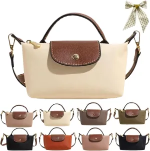 Women's Fashion Colorblock Mini Crossbody Bag,Mini Shoulder Purses with Adjustable Strap,Solid Color Nylon Square Handbags