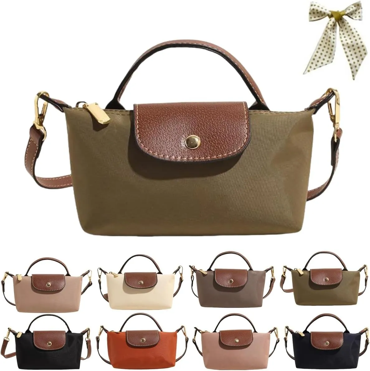 Women's Fashion Colorblock Mini Crossbody Bag,Mini Shoulder Purses with Adjustable Strap,Solid Color Nylon Square Handbags
