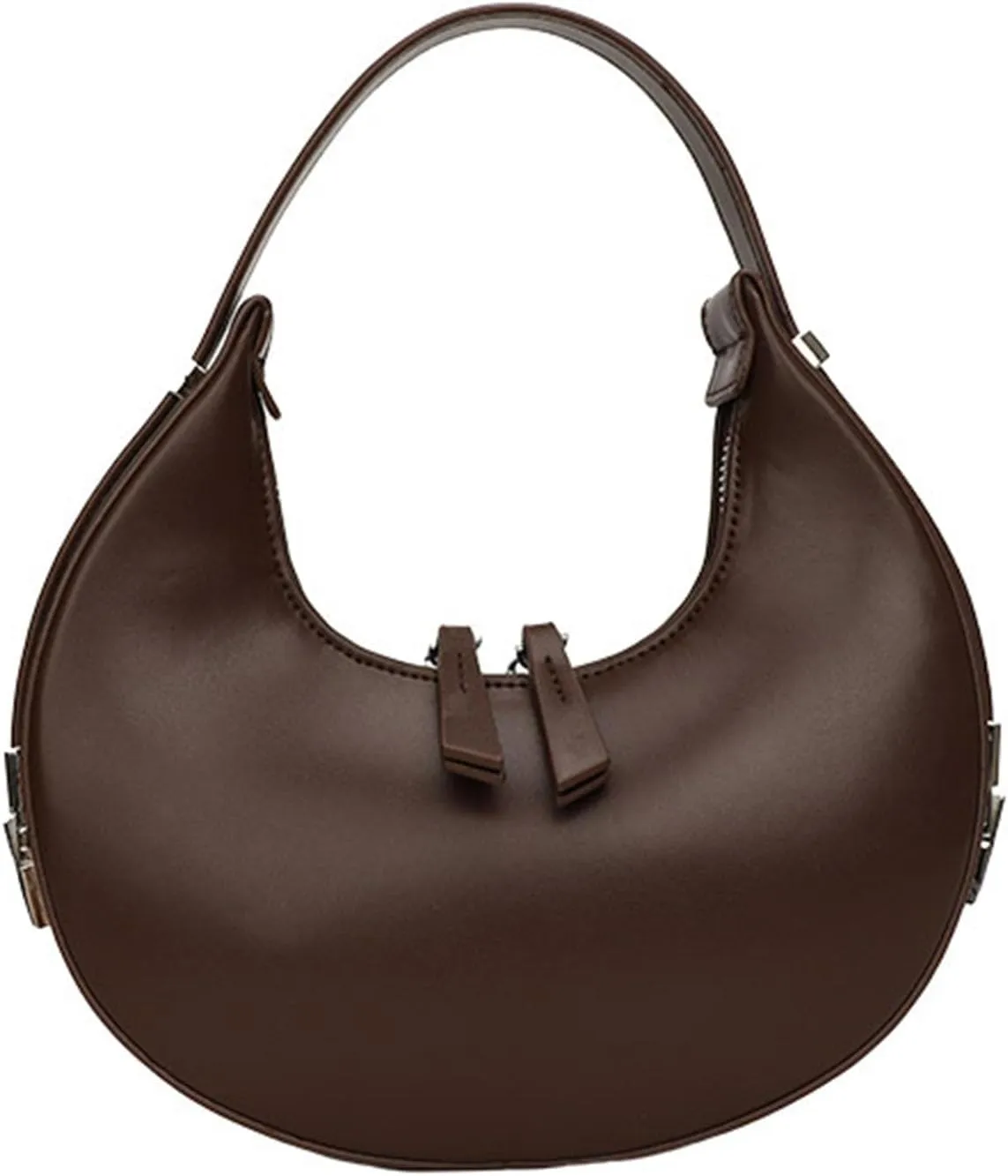 Women's Fashion Crescent Zipper Adjustable Backstrap Shoulder Bag Popular Leather Minimalist Texture Handbag