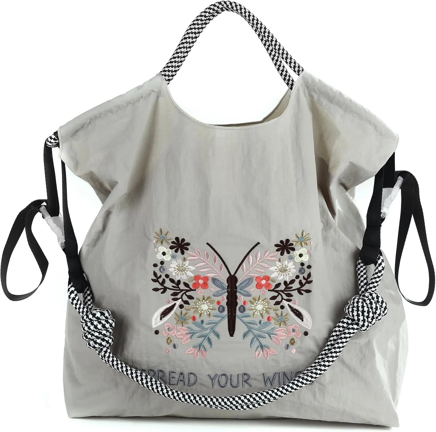 Women's fashion handbag embroidered skateboard bear nylon handbag designed for travel, beach, and birthday shopping bags (SL-1W3P-94TX)