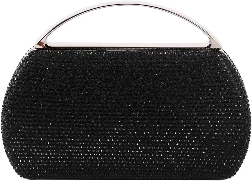 Women's Fashion Top Handle Rhinestone Beaded Evening Bag Clutch Handbag