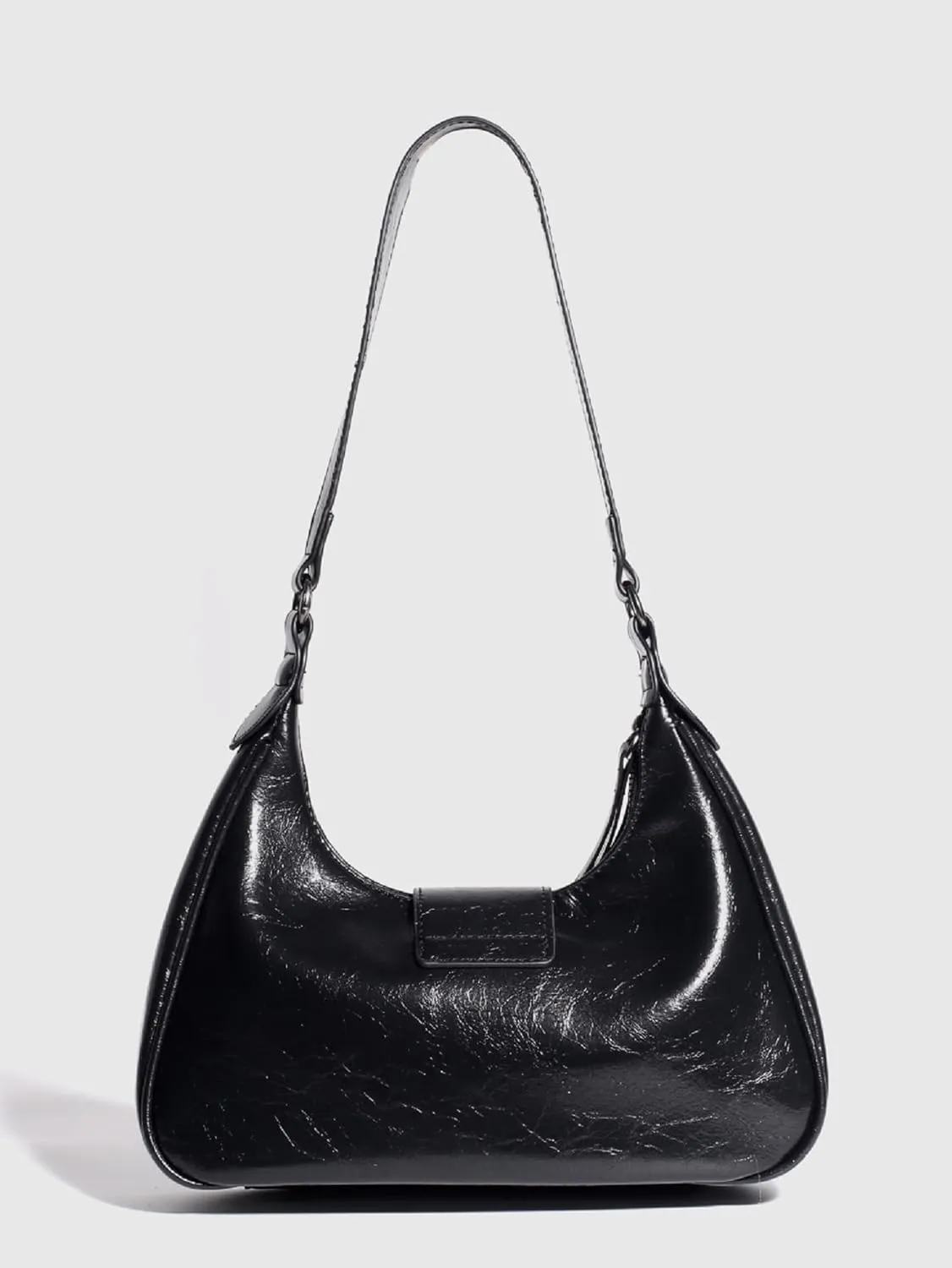 Women's Glossy Buckle Zipper PU Leather Clutch Shoulder Tote Handbag Strap Hobo Bags