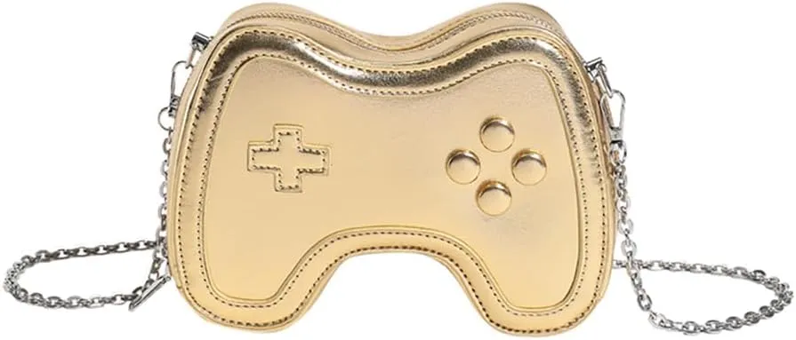Women's Glossy Game Controller Handle Chain Crossbody Bag, Creative Funny Shoulder Bag, PU Retro Underarm Cell Phone Purse