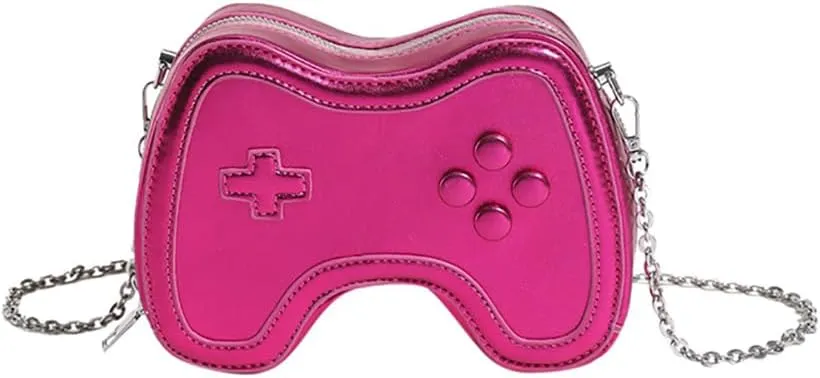 Women's Glossy Game Controller Handle Chain Crossbody Bag, Creative Funny Shoulder Bag, PU Retro Underarm Cell Phone Purse