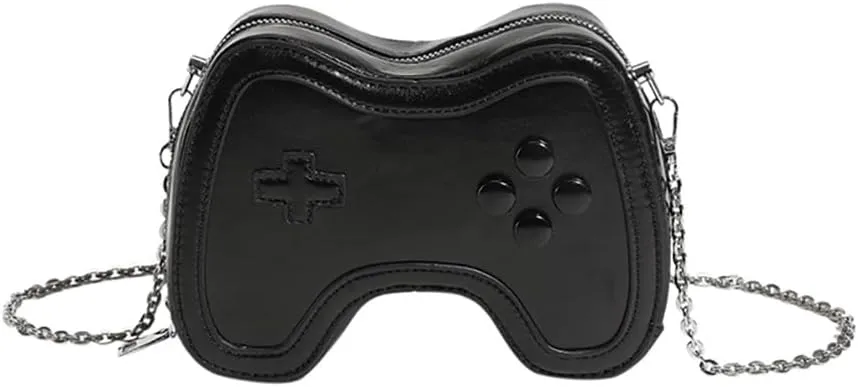 Women's Glossy Game Controller Handle Chain Crossbody Bag, Creative Funny Shoulder Bag, PU Retro Underarm Cell Phone Purse