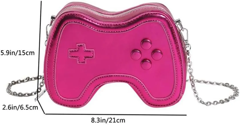 Women's Glossy Game Controller Handle Chain Crossbody Bag, Creative Funny Shoulder Bag, PU Retro Underarm Cell Phone Purse