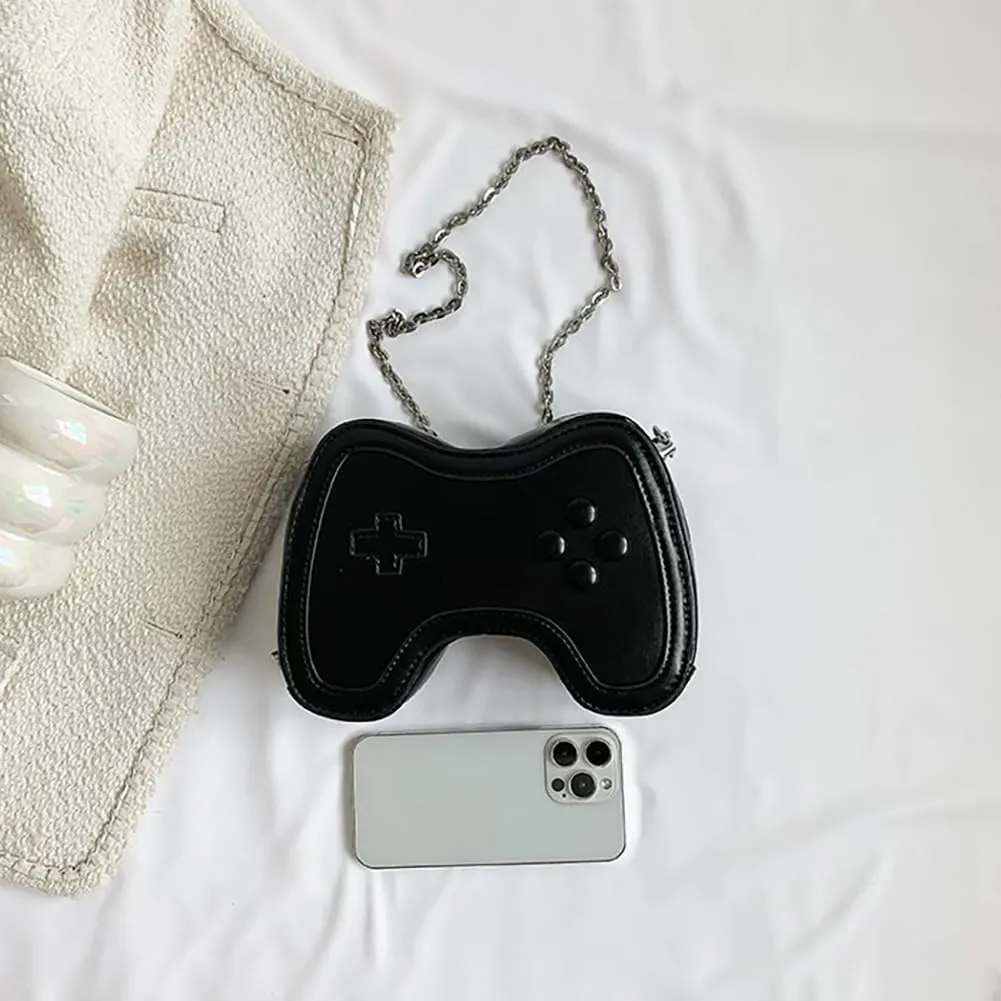 Women's Glossy Game Controller Handle Chain Crossbody Bag, Creative Funny Shoulder Bag, PU Retro Underarm Cell Phone Purse