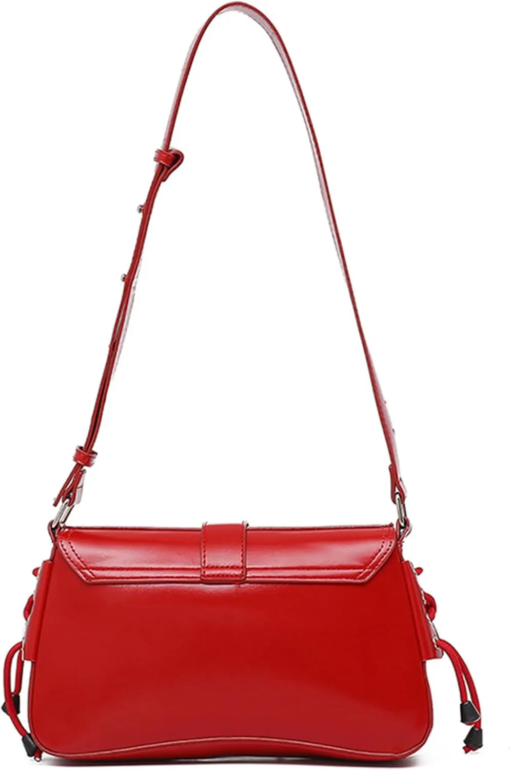 Women's Glossy Y2K Buckle Retro Boho Bags PU Leather Clutch Purses Shoulder Strap Message Handbags