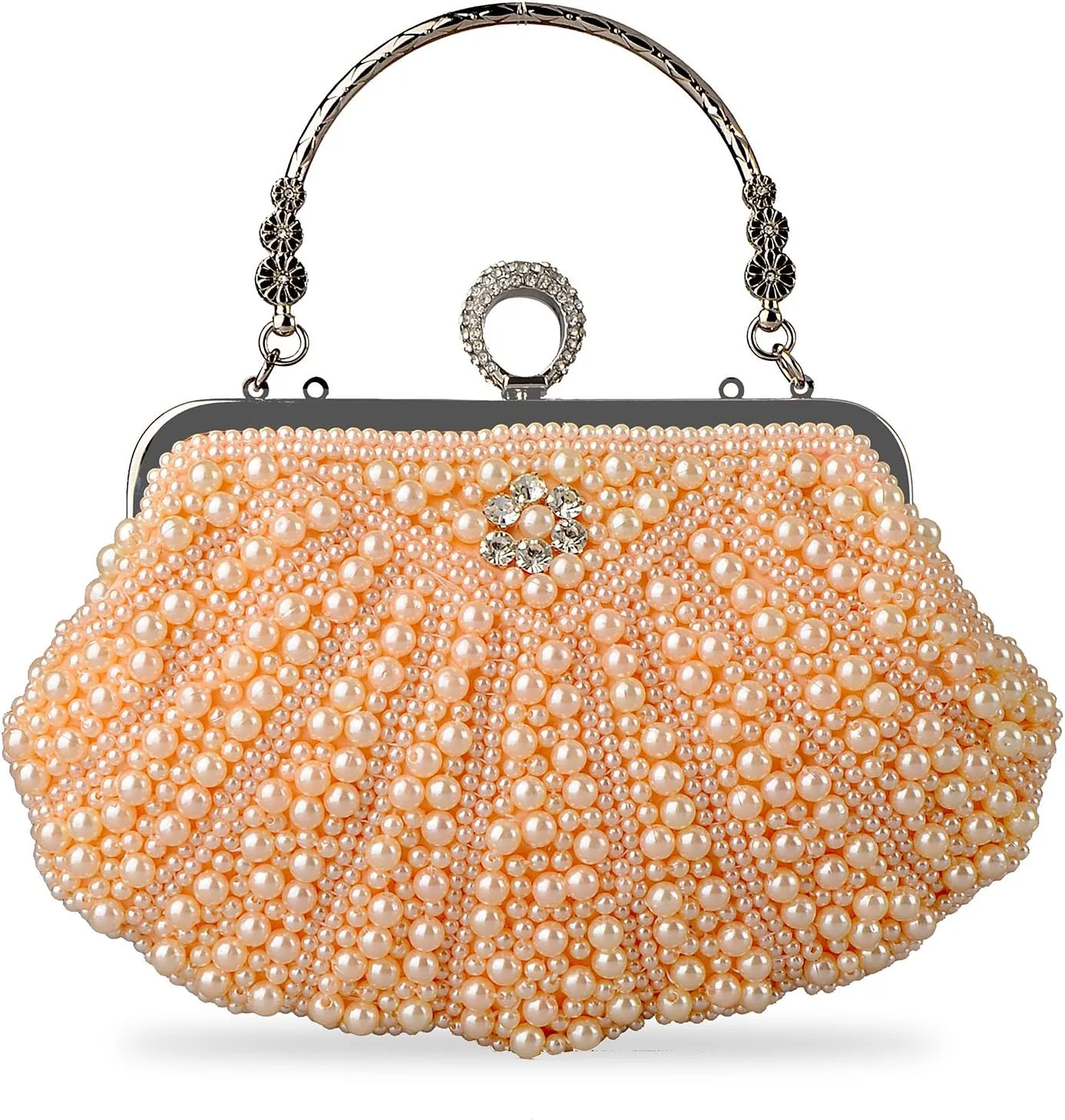 Women's Handbag Shell Pearl Evening Bag Rhinestone Clutch Bag for Wedding Party