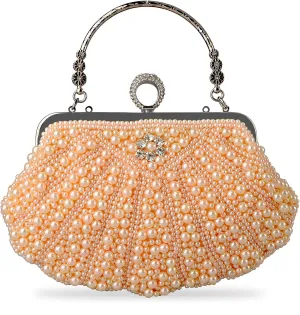 Women's Handbag Shell Pearl Evening Bag Rhinestone Clutch Bag for Wedding Party