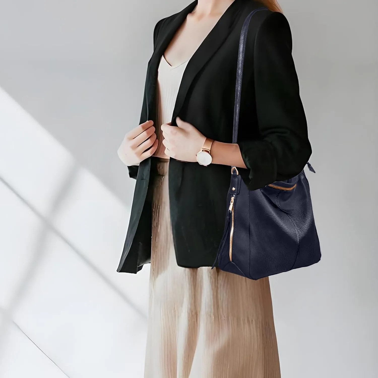 Women's Handbag Shoulder Bag Vintage-Inspired PU Vegan Leather Stylish Crossbody Bucket Purse Satchel