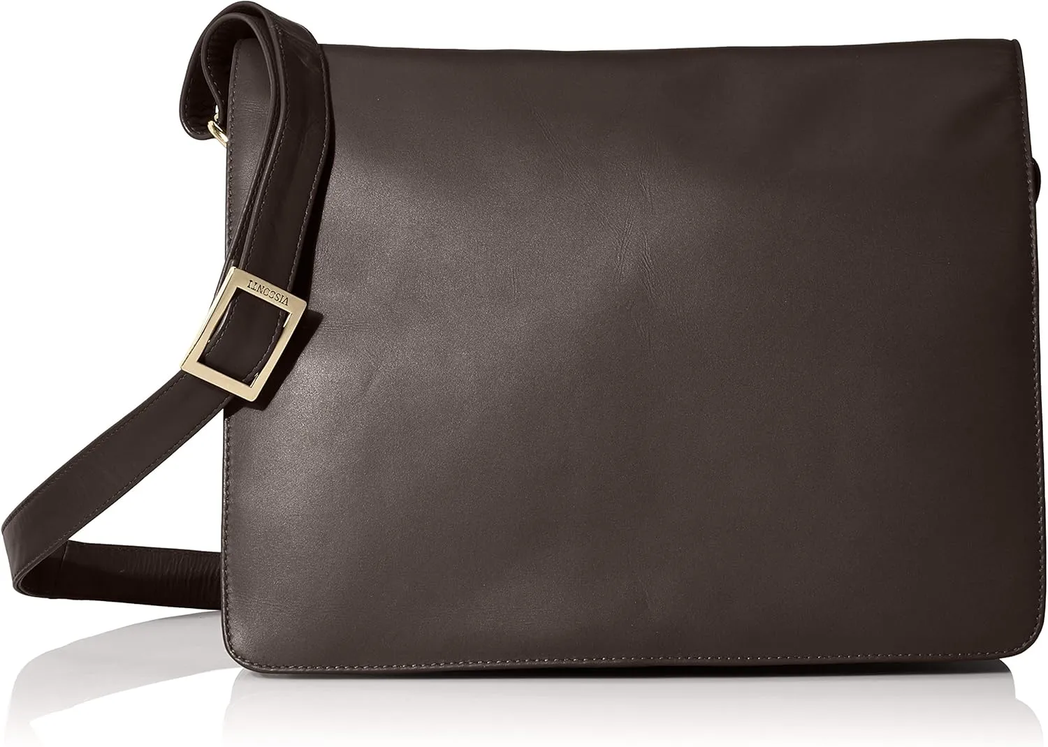 Womens Large Leather Flap-Over Shoulder/Crossbody Messenger Bag, Chocolate, One Size