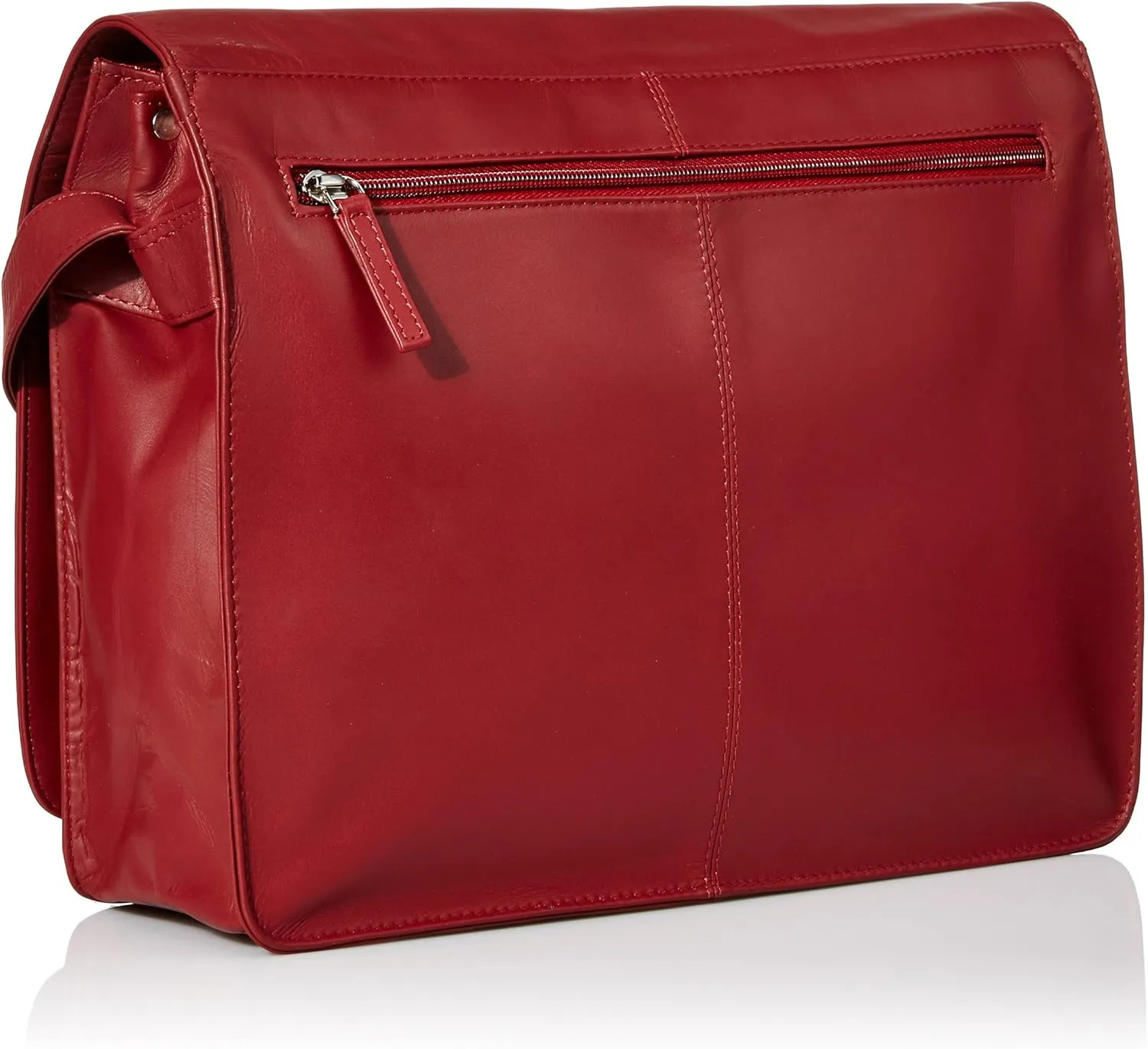 Womens Large Leather Flap-Over Shoulder/Crossbody Messenger Bag, Red, One Size