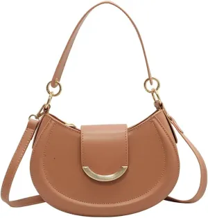 Women’s Leather Shoulder Bag Designer Crossbody Purse Simple Crescent Bag Top Handle Satchel Purse Vintage Tote Bag