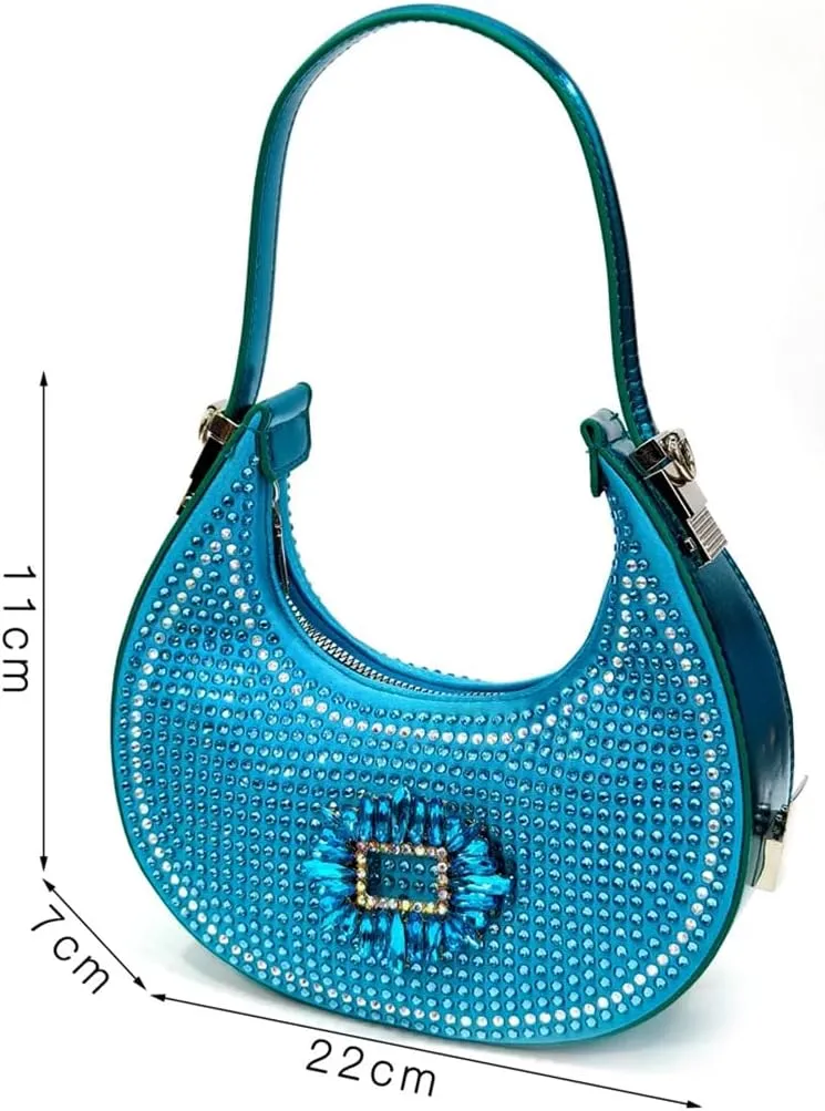 Women’S Luxurious Sky Blue Pumps and Handbag Set for Parties and Weddings Comfortable Streamline Slingbacks with Bling