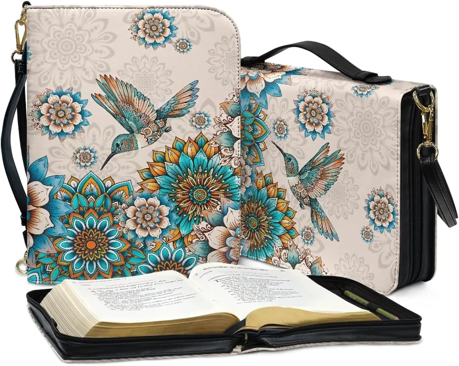 Womens Mens Bible Cover Case Leather Bible Carrying Bag Portable Church Protective for Christian Size M-2XL
