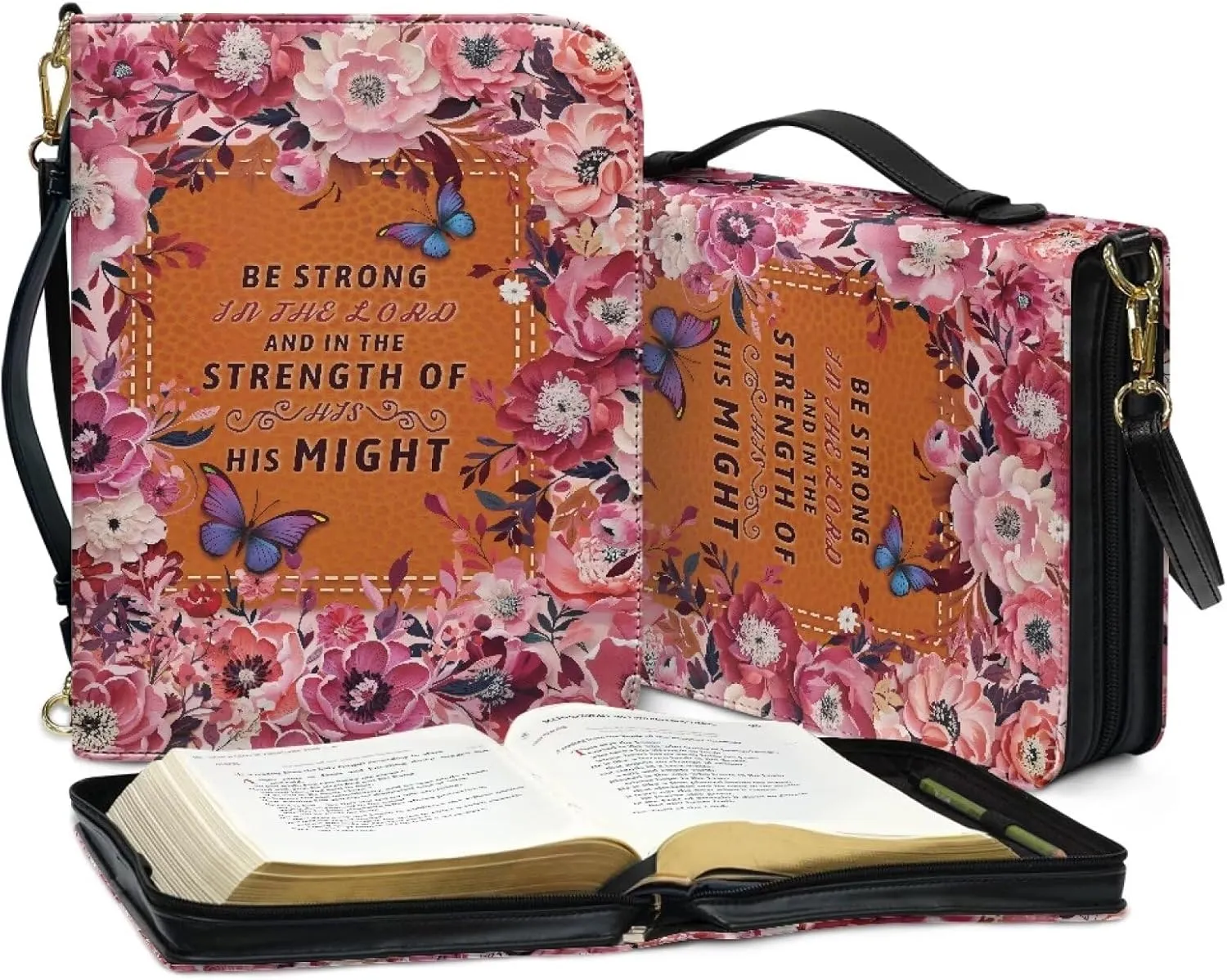 Womens Mens Bible Cover Case Leather Bible Carrying Bag Portable Church Protective for Christian Size M-2XL