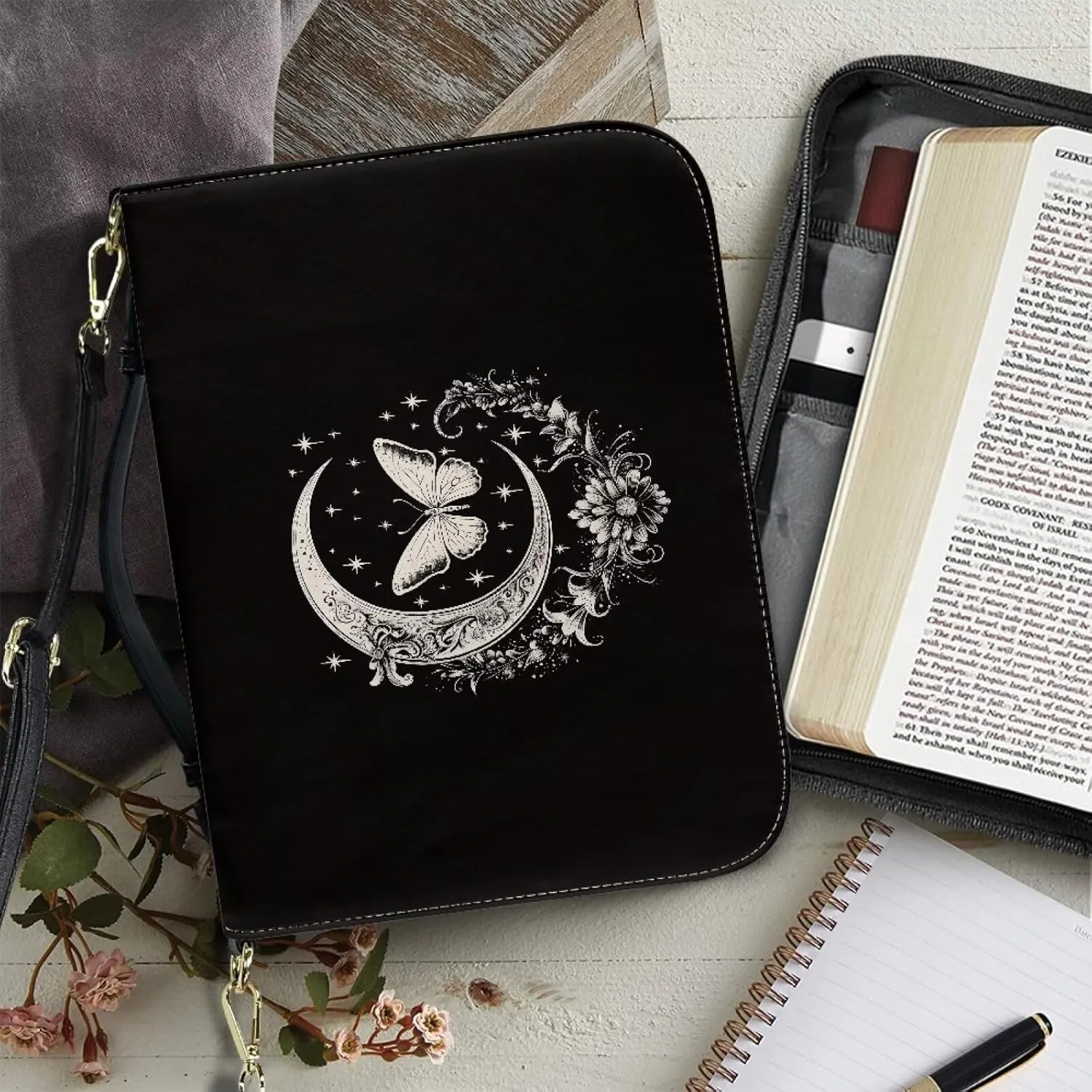 Womens Mens Bible Cover Case Leather Bible Carrying Bag Portable Church Protective for Christian Size M-2XL