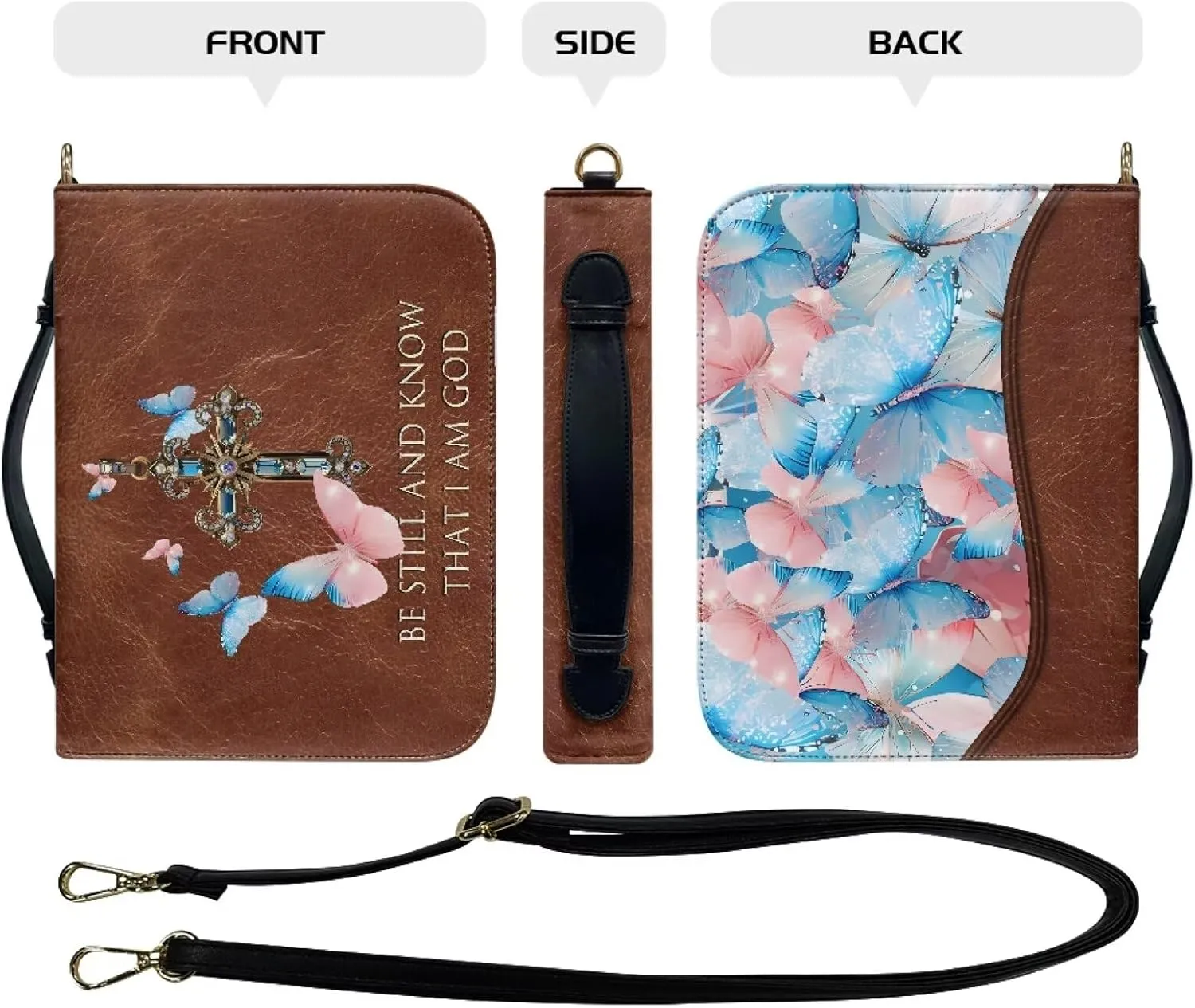 Womens Mens Bible Cover Case Leather Bible Carrying Bag Portable Church Protective for Christian Size M-2XL