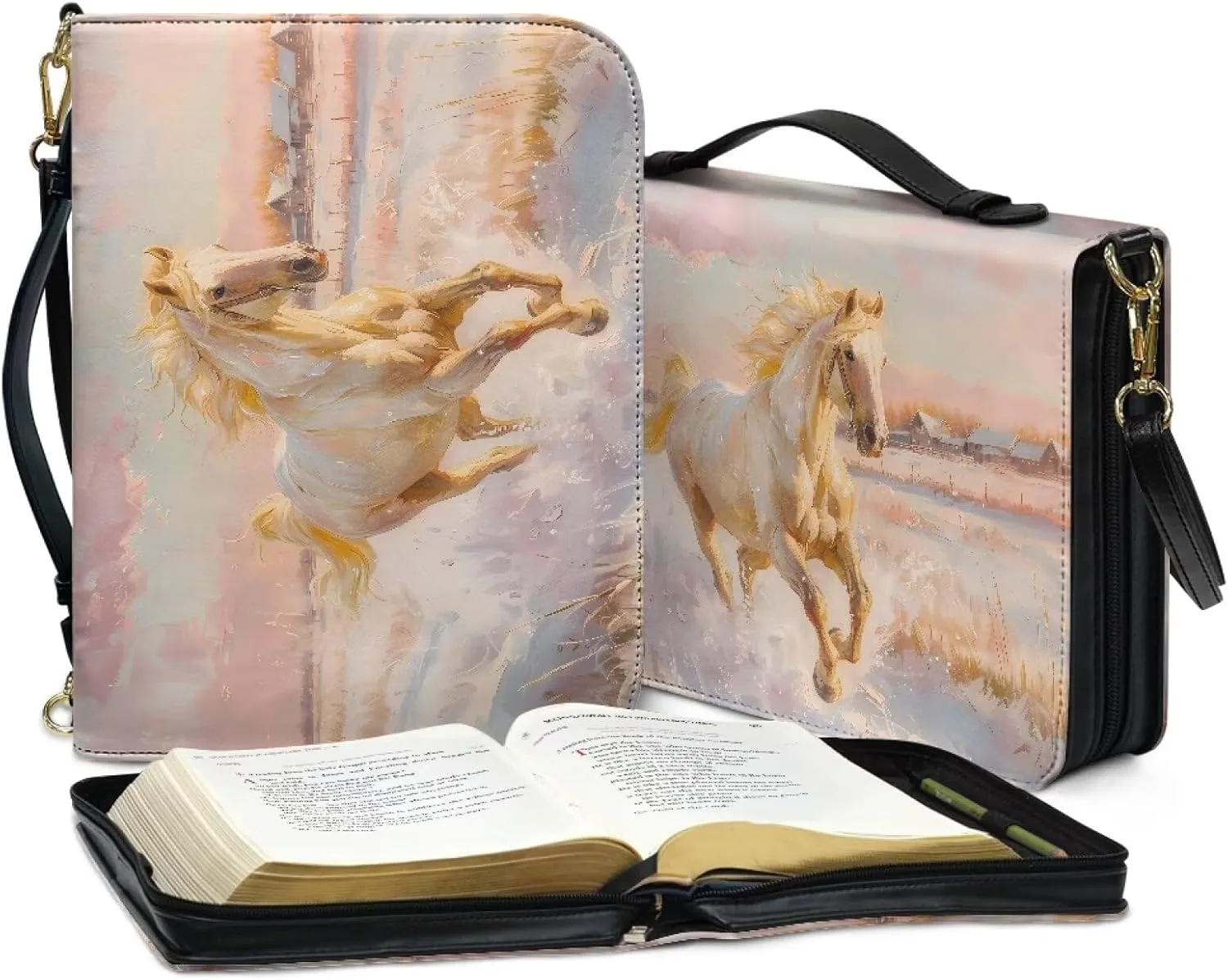 Womens Mens Bible Cover Case Leather Bible Carrying Bag Portable Church Protective for Christian Size M-2XL