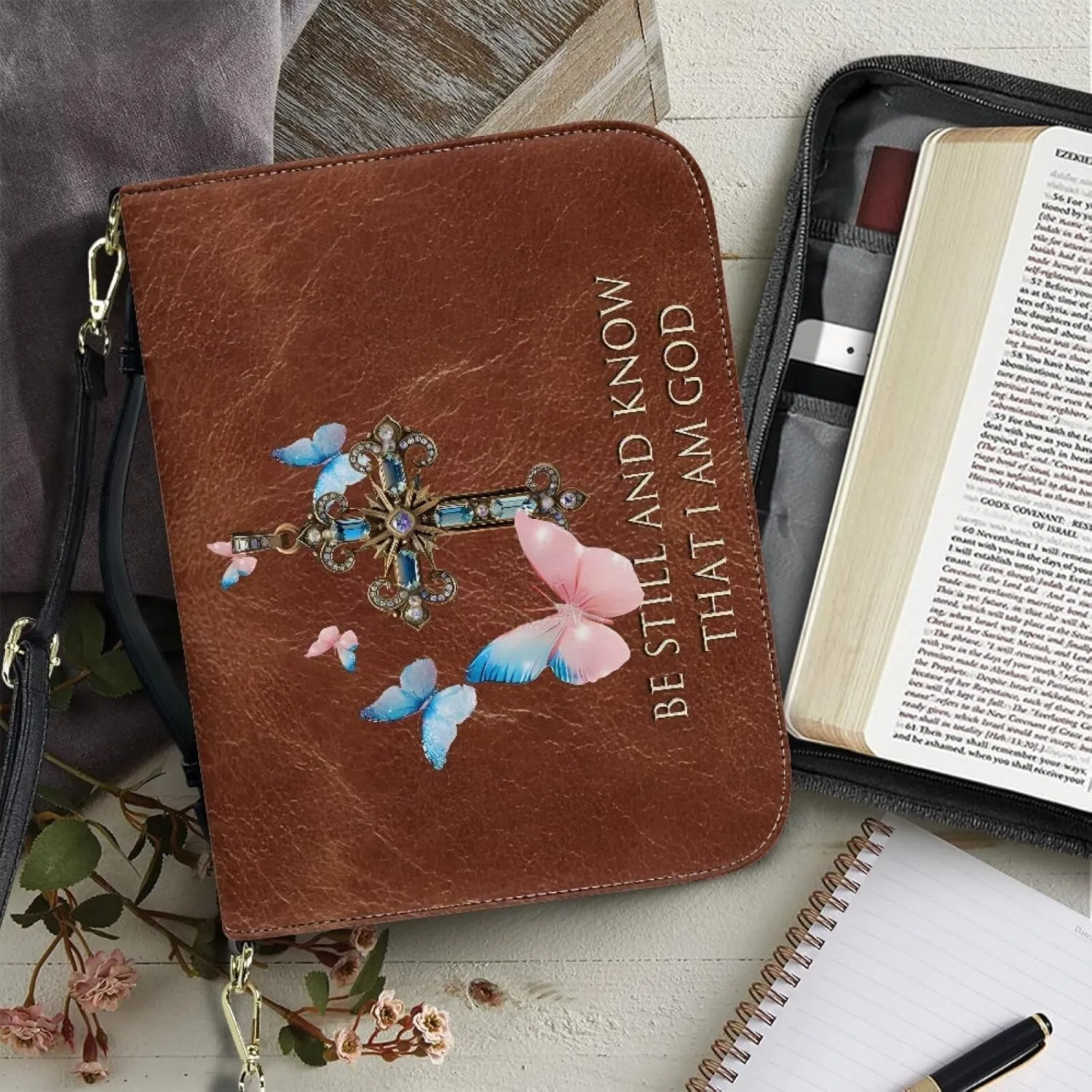 Womens Mens Bible Cover Case Leather Bible Carrying Bag Portable Church Protective for Christian Size M-2XL